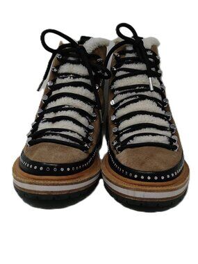 Rag & Bone Brown Suede Shearling Lace-Up Hiking Boots